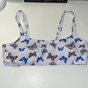 White bikini top with butterflies